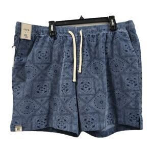 ROWM Men’s Shorts XXL Blue Geometric Print Cotton Blend Casual Vacation